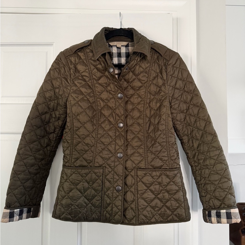 Burberry Olive Green Quilted Jacket